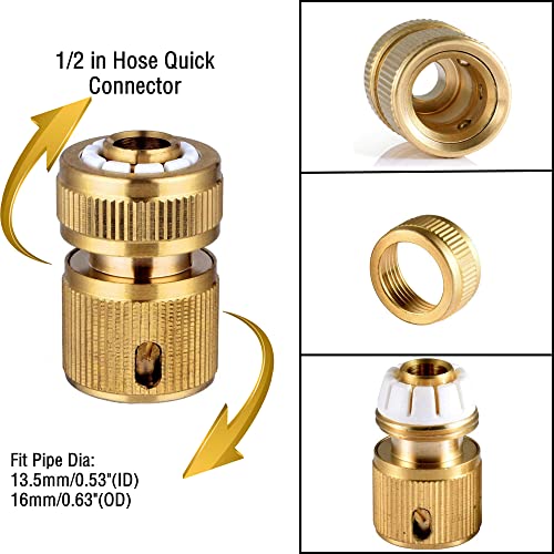 CZSYZCZS 2PCS Brass Hose End Quick Connect Fitting 1/2" Hose Pipe Quick Connector-Tap Adaptors Connectors for Watering Gardening - Image 2