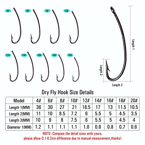 HNHYNSY Angelhaken 50 stücke 3X Langen Schaft trocken Haken hohe kohlenstoffstahl trocken fliegen Angelhaken starken… – Bild 4