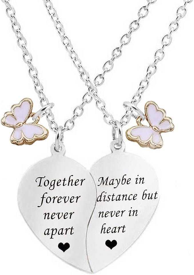 El Regalo Bff Necklace For 2-Split Heart Necklace Together Forever, Never Apart Best Friends Butterfly Pendant Friendship Necklace Set Of 2 Gifts For Bestie, Best Friends For Girls (B0CD41HKPL) Amazon Price History, Amazon Price Tracker