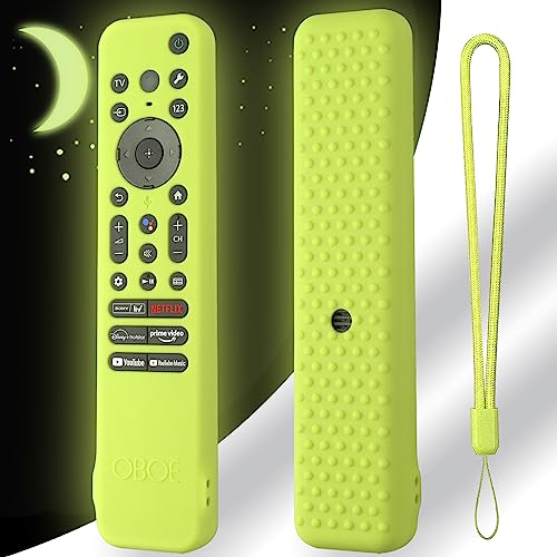 Image of Oboe Silicone TV Remote Cover Compatible with Sony Bravia Smart Tv 2023 Voice Remote RMF-TX910U Remote Protective Cover with Lanyard (D-Glow in Dark Green) [Remote NOT Included]