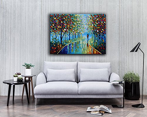 YaSheng Art - Landscape Oil Painting on Canvas Textured Tree Abstract Contemporary Art Wall Paintings Handmade Painting Home Office Decorations Canvas Wall Art Painting 24x36inch