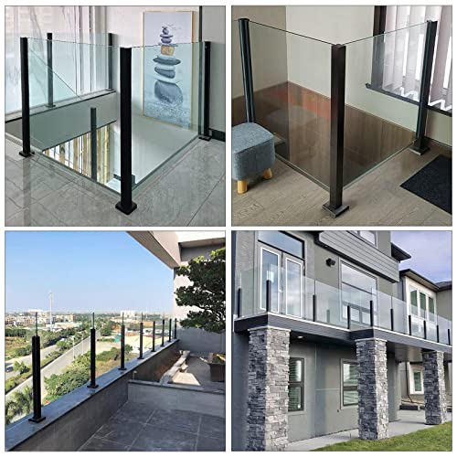 Soporte para panel de vidrio premium, poste cuadrado de acero inoxidable para piso de terraza 8