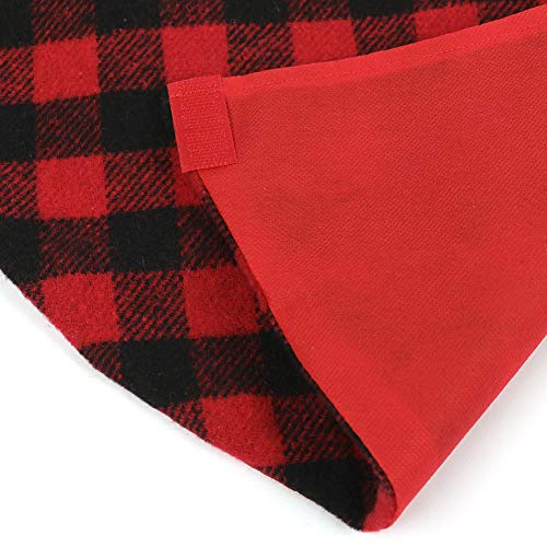 BFYDOAA Saia para árvore de Natal, 90 cm, xadrez búfalo, vermelho e preto, saia para árvore de Natal