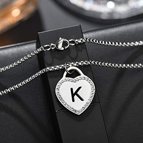 CaleesLLC CALIS Women's Silver Initial Necklace Stainless Steel Love Heart Tiny Letter Necklace Personalized Name Jewelry for Girlfriend Gift 26 Alphabet Letters4
