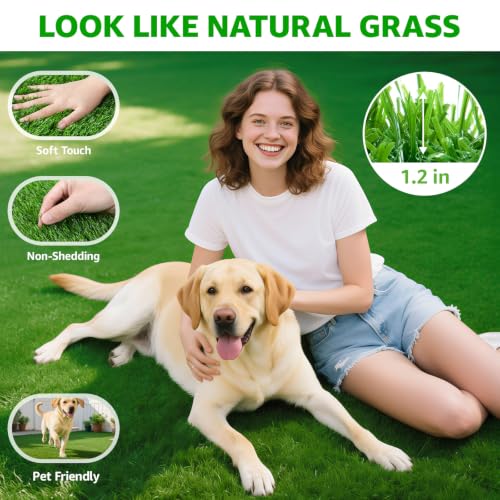 Image of Artificial Grass Turf Outdoor Indoor, 5x10ft Realistic Fake Grass Mat | Synthetic, Easy to Clean, with Drainage, Astro Turf Rug, Grass Carpet for Patio Balcony Garden Lawn Landscape Decoration