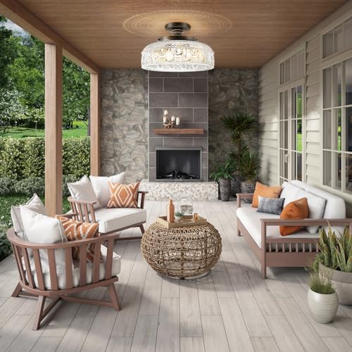 Lamomo Semi Flush Mount Ceiling Light,Upgraded Larger Bronze Hallway Light Fixture,3-Bulb Globe Glass Close To Ceiling Light thumb #8