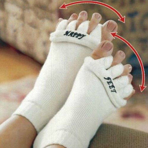 White Sleeping Massage Five Toe Socks Fingers Separator DDStore