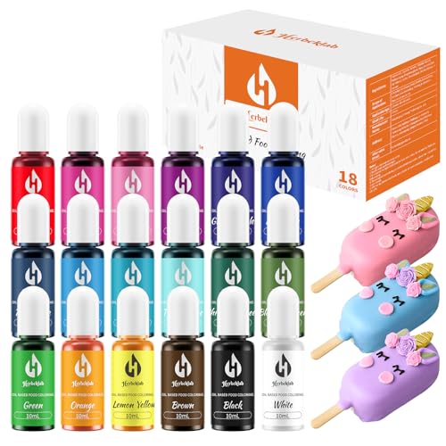 Oil Based Food Coloring for Chocolate – 18 Colors x 10ml Concentrated Oil Food Dye for Melting Chocolate, Candy Melts, Cake Pops, Strawberries & Baking