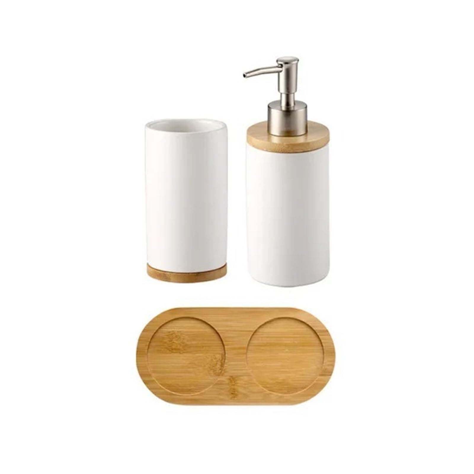 Bathroom Soap Dispenser Set Bathroom Accessories Set Soap Dispenser Toothbrush Holder Tumbler Ceramic Household Product(1Cup1Bottle-white)