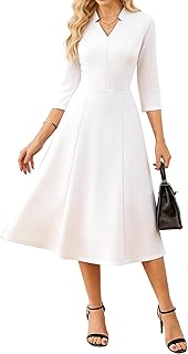 GRACE KARIN Work Dresses for Women 2026,Midi Business Dress,3/4 Sleeve Classy Fit and Flare Dress with Pocket Price In India