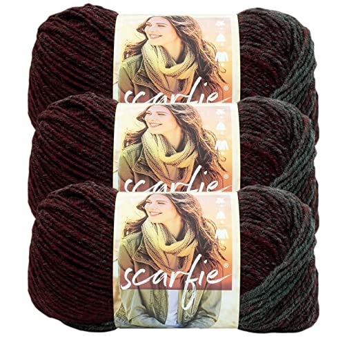 Image of (3 Pack) Lion Brand Yarn Scarfie Bulky Yarn, Oxford /Claret