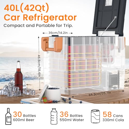 UKKISO Kühlbox Mini Elektrischer Kompressor-Kühler 12V und 100-240 V AC für Auto und Boot 40L USB Included