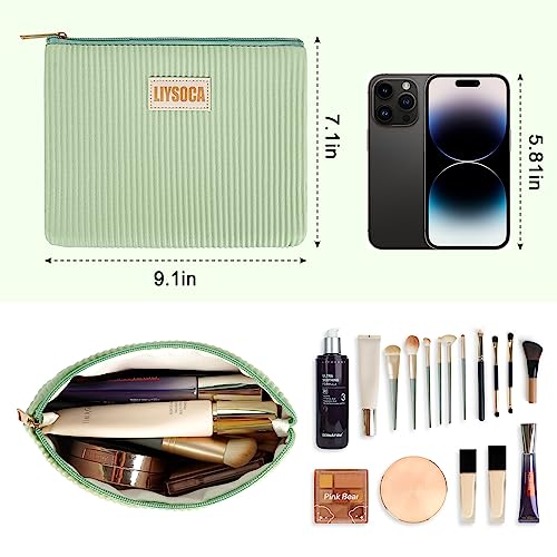 Liysoca 2Pcs Cosmetic Bags For Women Small Makeup Bag, Pu Striped Leather Makeup Pouch Large Capacity Cosmetic Pouch Cute Lipstick Pouch Travel Zipper Pouch Small Cosmetic Bag #TOP1