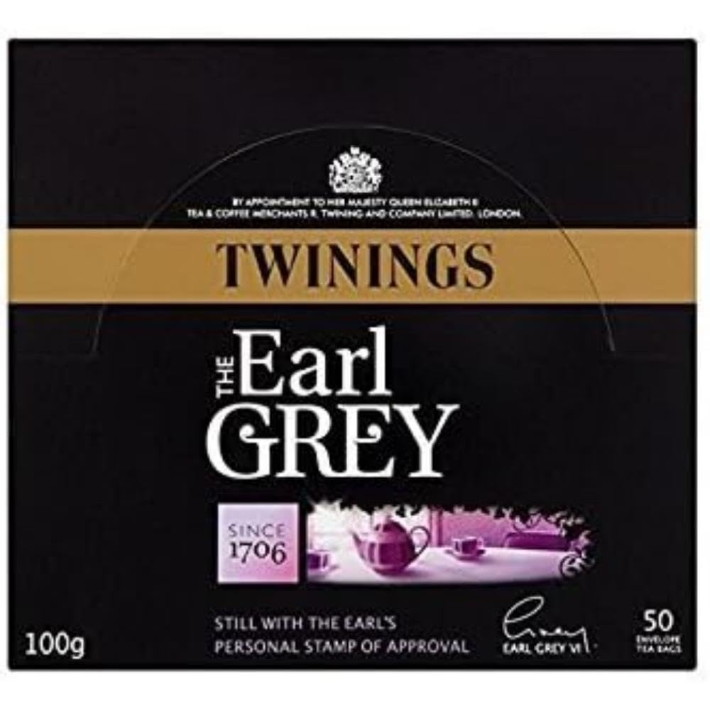 Twinings Earl Grey Tea Enveloped Tea Bags, 6 Boxes of 50 Individually Wrapped Tea Bags