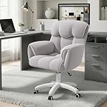 Aivermeil Ergonomic Office Chair, Height-Adjustable Desk Chair with Armrests, 360° Swivel Function, Velvet Cover, for Home Office and Office, Load Capacity up to 150 kg, Grey