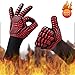 Produktbild IZSUZEE Grillhandschuhe,Ofenhandschuhe, Kaminhandschuh Hitzefeste bis zu 1472°F / 800°C Kochhandschuhe Grillzubehör Backhandschuhe mit Silikon für BBQ,Kochen,Backen,Schweißen-Rot MEHRWEG.