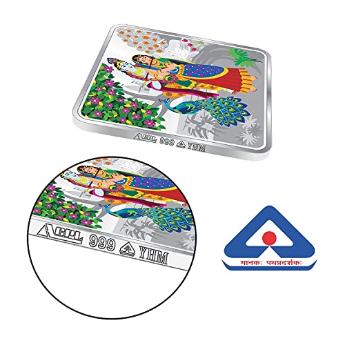 Image of Precious Moments Radha Krishna Silver Coin 10 Gram | 20 Gram | 50 Gram | 100 Gram BIS Hallmarked Round Square Flower Shaped 999 Purity with Gift Box by ACPL