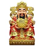  Bouddha Décorer Statue De Bouddha Feng Shui Boudha Deco Statue Statue De Bouddha En Résine, Peinture Dorée En Plastique Renforcé De Fibre De Verre, Lingot Rouge, Statue De Bouddha Wen Dieu De La Riche