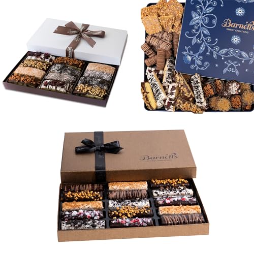 Barnetts Chocolate Christmas Bundle, Covered Cookies and Biscotti Holiday Gifts Sets, Family Food Delivery Ideas, Prime Gourmet Candy Basket, For All Couples Families Adults Men Women Mom