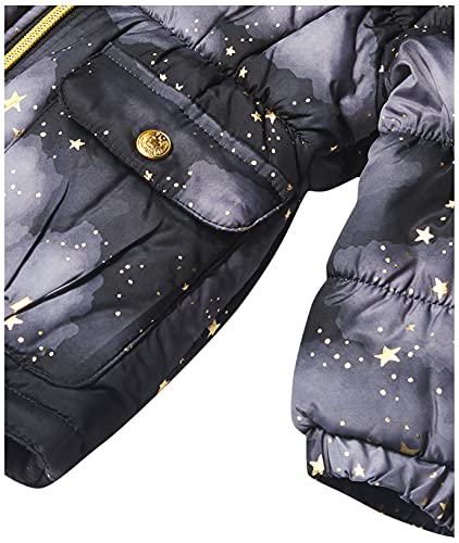 Pink Platinum Girls' Foil Star Galaxy Print Puffer Jacket, Black, 2T #TOP2