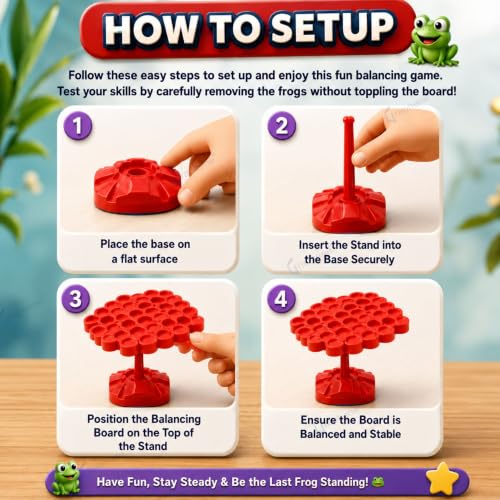 Image of GRAPHENE Multiplayer Frog Balance Games for Kids Board Games Family 50 + 10 Extra Frog Fun Topple Tree Indoor Educational Playtime Counting, Logic & Brain Skills 2-4 Players Game (5 + Years)