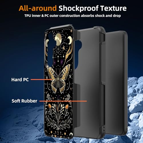 GFEWYTJYJ for Galaxy S24 Case,[10 FT Military Grade Drop Protection] Non-Slip Heavy Duty Shockproof Phone Case for Samsung Galaxy S24 6.2 Inch 2024,Butterfly Moon Flower - image 7