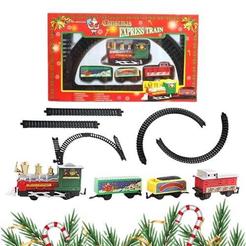 Wpsagek Elektrisches Eisenbahnset, Eisenbahnsets für, Kleine Kinderzüge Weihnachtsspielzeug, Eisenbahn-Sets unter dem Weihnachtsbaum, Modelleisenbahn, Weihnachtsdekoration für den Innenbereich für