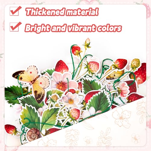 Image of Strawberry Garland Banner Berry First Birthday Decor Strawberry Wildflower for Spring Enchanted Garden Party Strawberry Theme Birthday Decoration for Girl Sweet Baby Shower Spring Garden Tea Party(8.2ft)