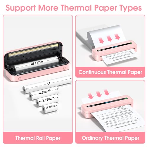 Phomemo M832 Portable Printers Wireless for Travel, Bluetooth Inkless Thermal Printer, Support 8.5"x11"/A4/4.33"/3.15"/2.08" Thermal Paper, Compatible with iPhone Laptop for Office School Home Use