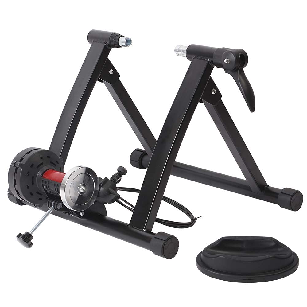 Bakaji Vélo Trainer Intérieur Support Rouleau Magnétique 6 Niveaux de Résistance Entraînement Cardio Fitness Montagne en Acier Pieds Réglable Structure Pliable