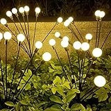 Solar Garden Lights, 4 Pack Solar Firefly Lights Outdoor Starburst Swaying Lights with Remote, 8 Fla