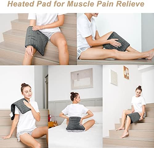 Electric Heating Pads,Heated Pad for Back Pain Muscle Pain Relieve,6 Heat Level Settings-Auto Shut Off,Machine Washable (Dark Grey, 24"X12")
