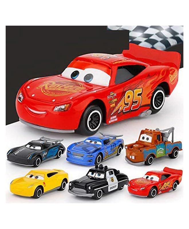 Image of Play Boy Set of 6 Mini Metal Car Model Diecast Metal Alloy Pullback Toy Vehicle with Openable Doors Light and Music Car for Kids (Multicolor)