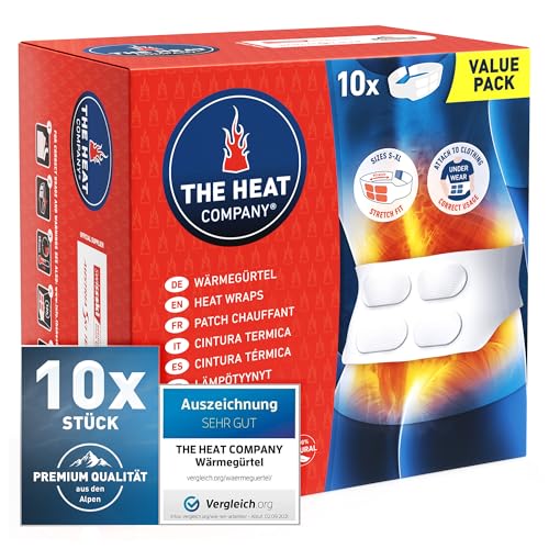 THE HEAT COMPANY Wärmegürtel - 10 Stück Vorteilspack - EXTRA WARM - Preis-Leistungs-Sieger - 12 Std. wohlige Wärme - sofort einsatzbereit - luftaktiviert - rein natürlich - für alle Größen: S-XL
