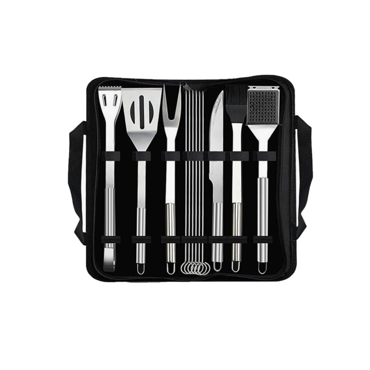 Gatuida Grillbesteck Inklusive Spatel Zange Messer und Bürste aus Edelstahl 12 Stück Grillzubehör mit Tasche für Camping und Outdoor