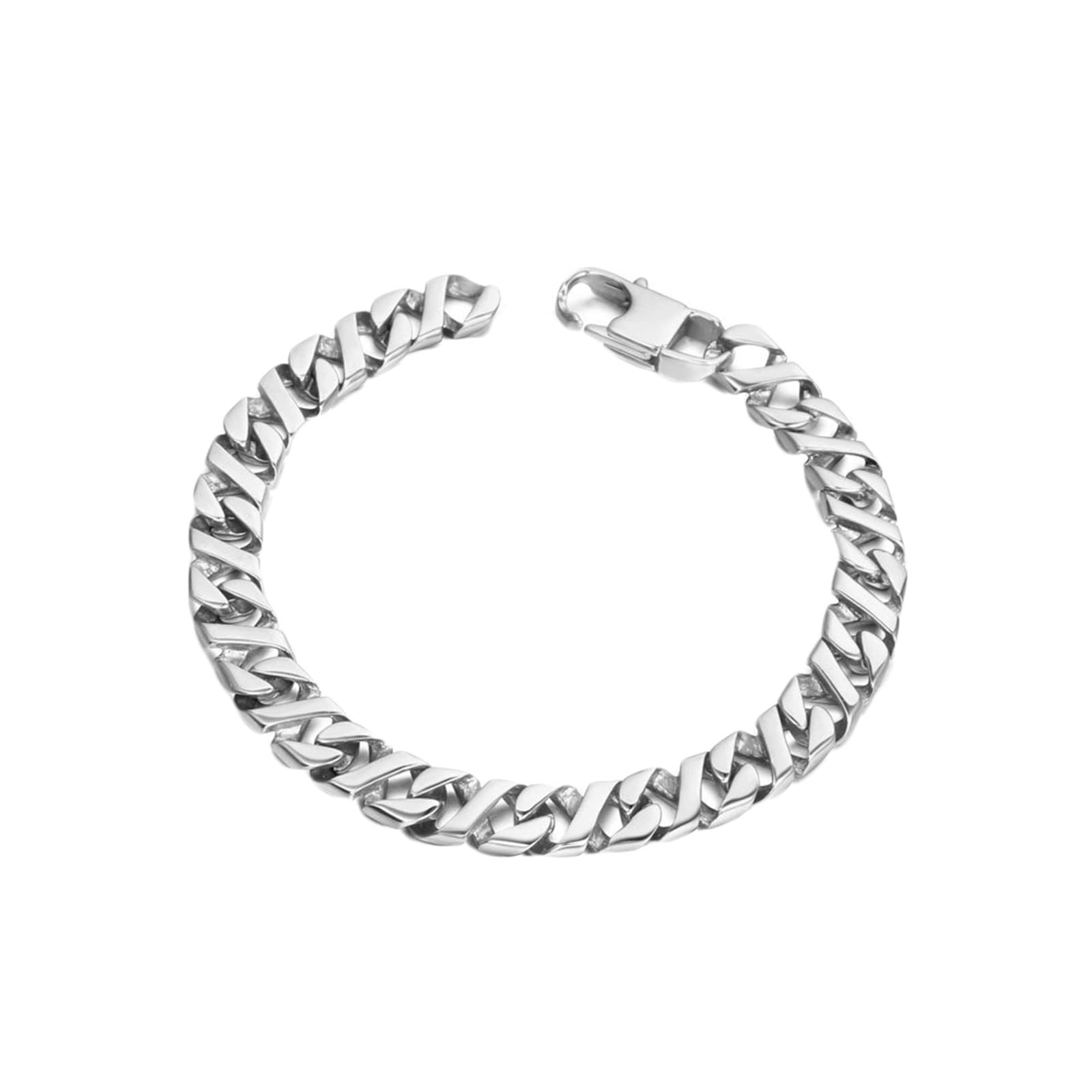 ANAZOZPulsera Acero Quirurgico Hombre,Pulseras Hombre Punk Pulsera de Hombre 21.5 cm Pulseras 8.4 mm Pulseras Plata Hombre
