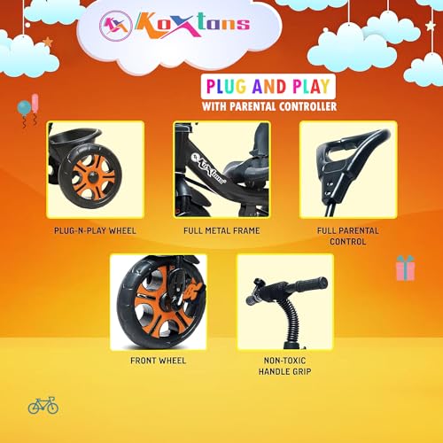 Image of Tricycle for Kids 1 to 3 Years, Parental Control, Eva Tyre, Plug n Play Black