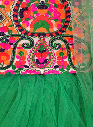 Image of A.T.U.N Girl's Synthetic Lehenga Choli (GLHG LKM GRN Multi-Green 4-5 Years)