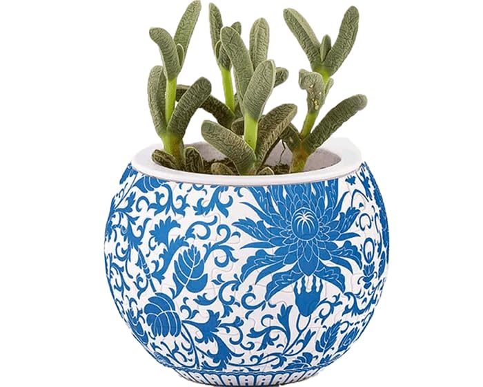 Image of PieceRelax 3D Puzzle Planter - Oriental Floral Ornament - Small Round Plant Pots with Drainage, for Mom, Home Decor Flower Pots for Indoor Cactus, Succulents Pots [K1101]
