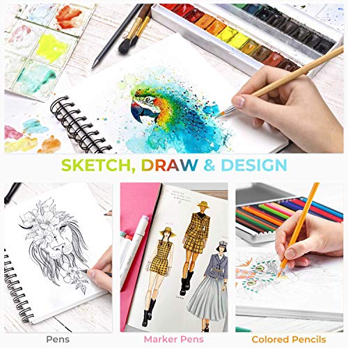 Mix Media Pad, Ohuhu Square 8.3"X8.3" (Inner Size) Mixed Media Art Sketchbook, 120 Lb/200 Gsm Heavyweight Papers, 62 Sheets/124 Pages, Spiral Bound Mixed Media Paper Pad For Christmas Gift #TOP4