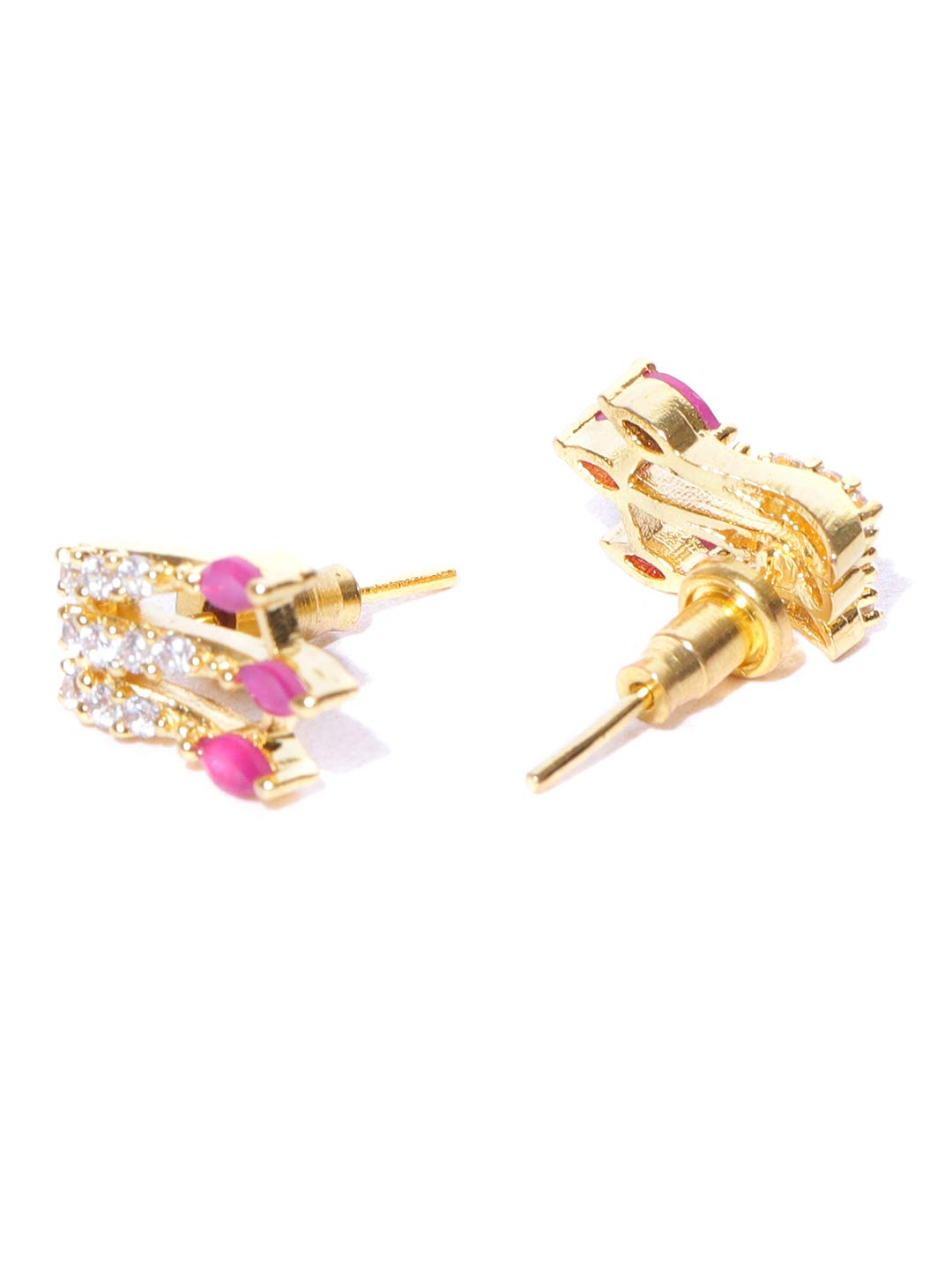 Gold-Plated American Diamond & Ruby Studded Mangalsutra Set with Earrings