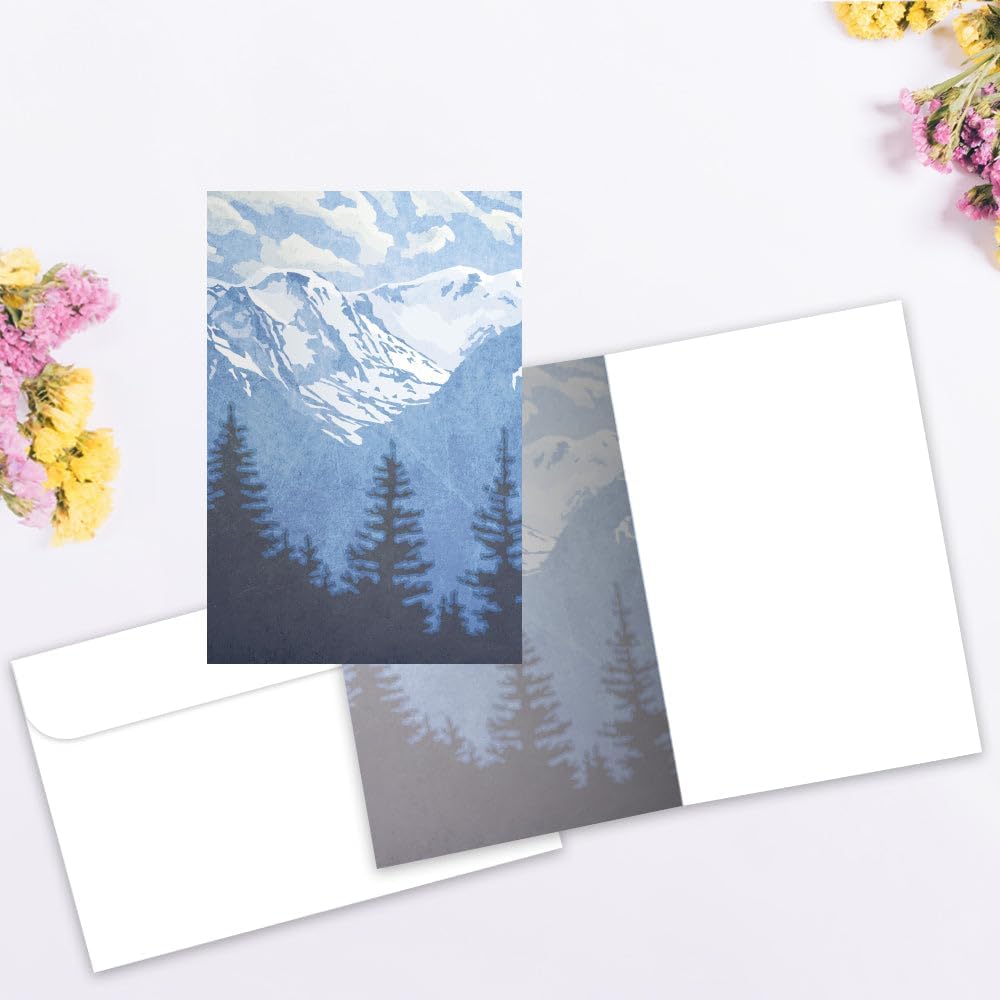 Tree-Free Greetings - All Occasion Cards - Artful Designs - 12 Greeting Cards + White Envelopes - Made in USA - 100% Recycled Paper - 4 x 6 - Rocky Mountain (FS56067)