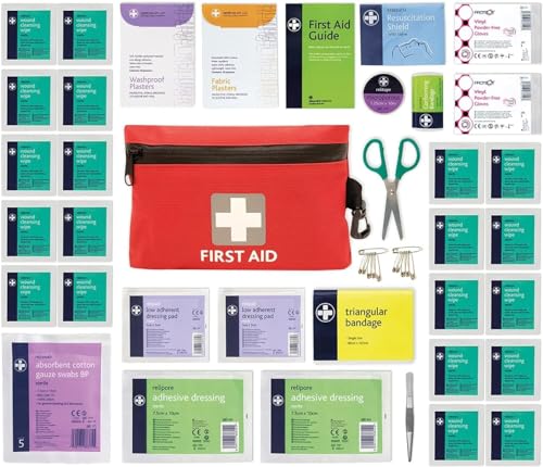 Lewis-Plast Premium 92 Piece First Aid Kit - Safety Essentials for Travel, Car, Home, Camping, Work, Hiking & Holiday Red , Small - Image 3