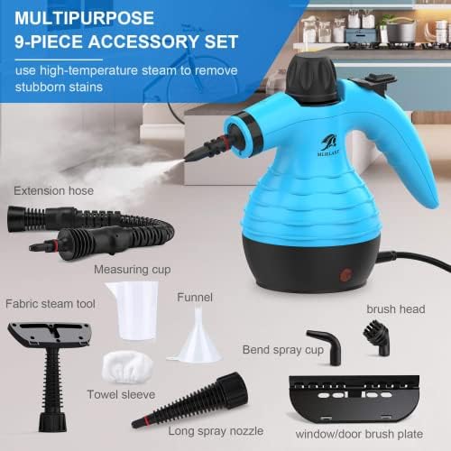 MLMLANT Handheld Portable Steam Cleaners for Cleaning,The Home Mini Hand Held Multi Purpose Steamer,9 Accessory Kit for Air Fryer,Sofa,Bathroom,Kitchen,Floor,Window,Carpet,Car Seat,Upholstery,Tile