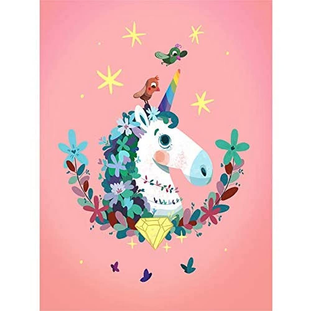 Wee Blue Coo Unicorn Diamond Birds Canvas Art Print