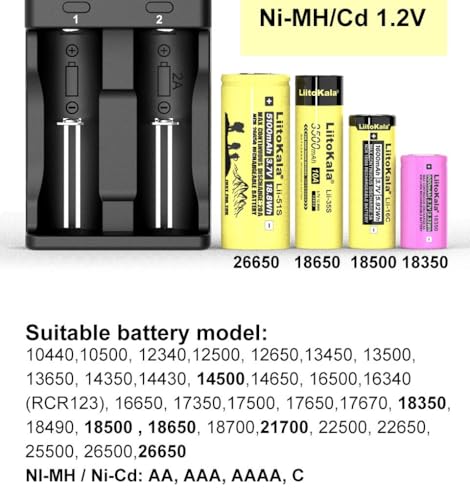 Liitokala Carregador de bateria LII-PD2 2Bay 18650, com visor LCD inteligente universal inteligente,