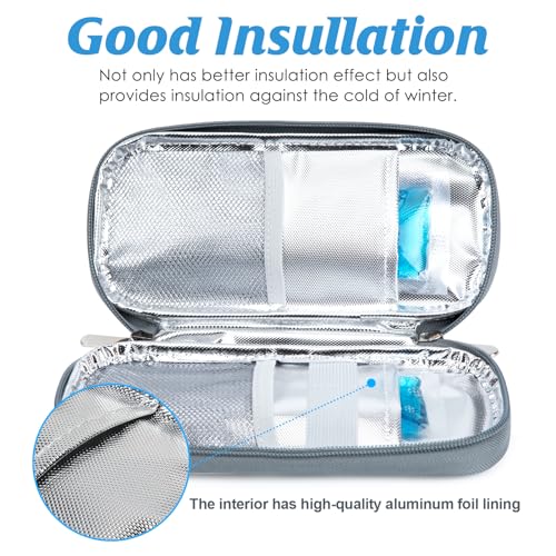 Image of YOUSHARES Insulin Cooler Travel Case - Portable Refrigerated Medicine Case for Insulin Pen, Medication and Diabetic Supplies with 2 TSA Approved Ice Pack