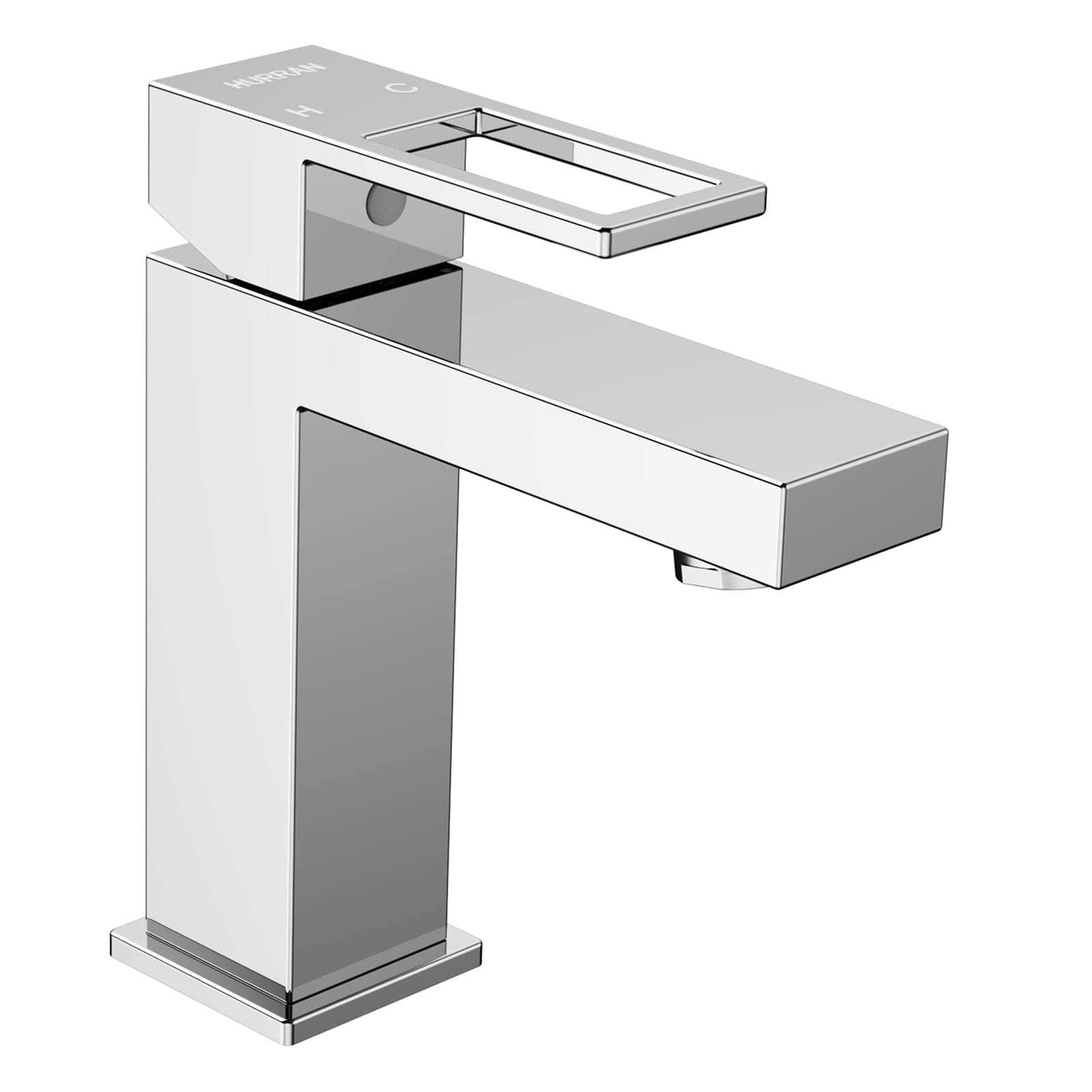 Grifo de baño monomando para lavabo, HURRAN grifo de baño cromado, grifo mezclador de agua caliente/fría, grifos de lavabo, fácil montaje para autocaravanas inodoros lavabos