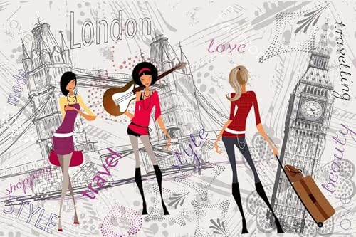 Papier peint intissé STYLE DE LONDRES 375 cm x 250 cm | Tapisserie Murale XXL Poster Décoration - Salon Appartement - Photo d'art Tableaux Muraux | QUALITÉ...