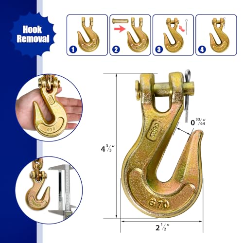 image for SALIFTFE 3/8 Chain Trailer Chains with Hooks, Grade 80 Tow Log Chain 7